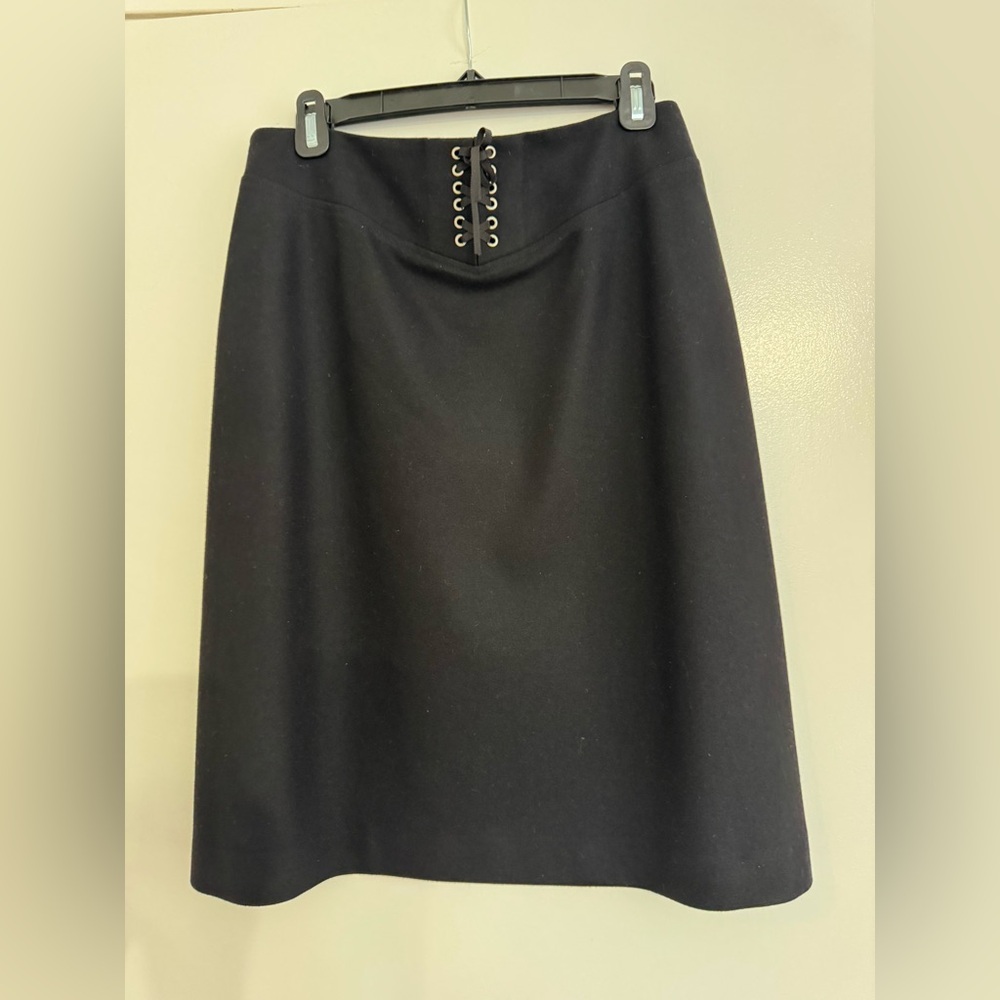 J. Crew Black A-Line Skirt with Lace-Up Detail